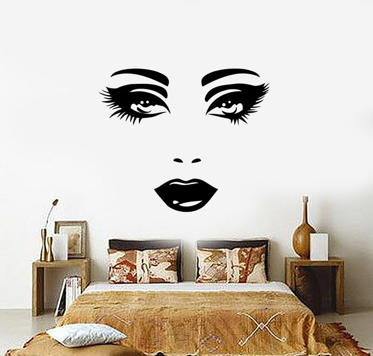 Wall Mural Vinyl Decal Sticker Female Face Sexy Lips Beautiful Eyes Decor Unique Gift (m417)