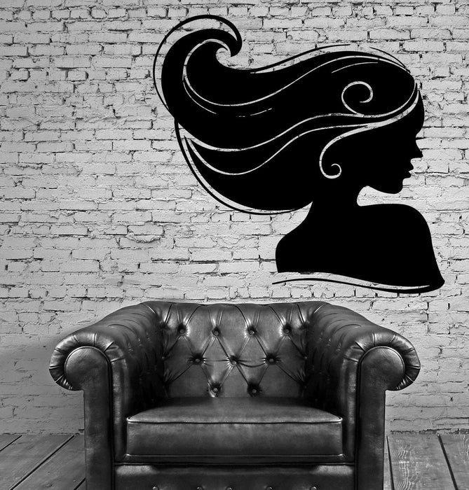 Profile Sexy Woman Face Curly Hair Decor Wall Art Mural Vinyl Decal Sticker Unique Gift M466
