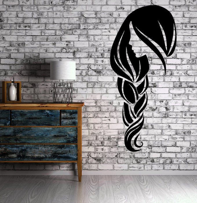 Sexy Beautiful Woman Face Braided Hair Decor Wall Mural Vinyl Art Sticker Unique Gift M512