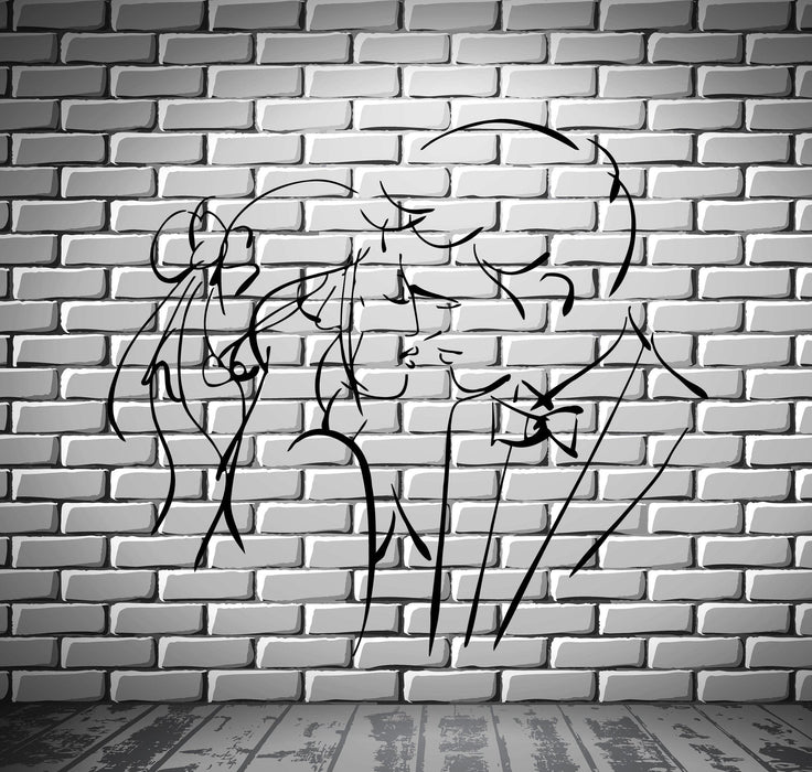 Happy Couple in Love Kisses Romance Wedding Decor Wall Mural Vinyl Sticker Unique Gift M563