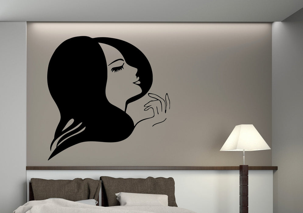 Vinyl Decal Wall Sticker Silhouette Beautiful Sexy Girl's Head Unique Gift (M567)