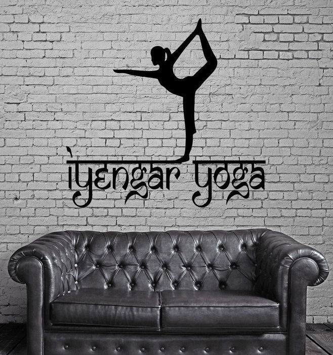 Sticker mural en vinyle Iyengar Yoga Symbole Spirituel Sanskrit Décor Art Sticker Cadeau Unique M576
