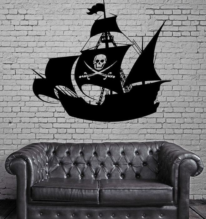 Pirate Ship Skeleton Sail Sea Decor Wall Mural Vinyl Decal Art Sticker Unique Gift M599