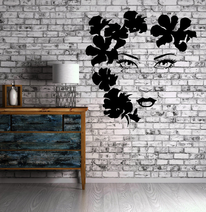 Sexy Girl Face Flowers Beauty TV Music Wall Art Movies Vinyl Decal Sticker Unique Gift M617