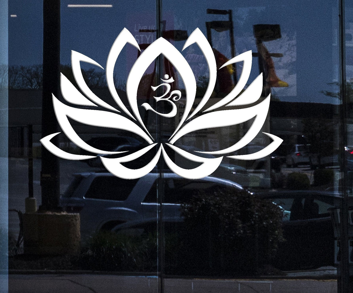 window Sign Vinyl Decal Wall Sticker Lotus Flower Om Yoga Buddha Decor ...