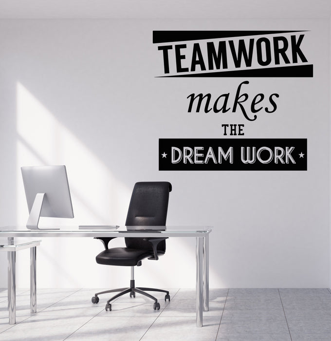 Wall Vinyl Decal Quote Teamwork Makes the Dream Works Living Room Decor Unique Gift (M659)