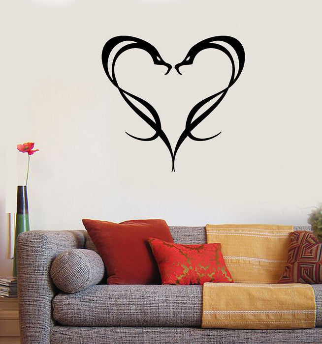 Wall Vinyl Animal Romantic Entwinted Snakes Heart Large Sticker Wall Art Unique Gift p666