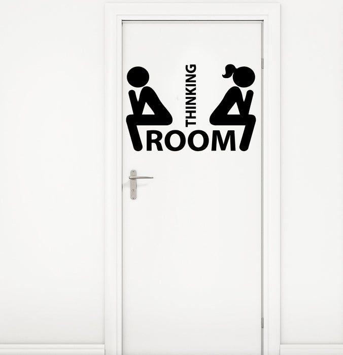 Wall Decal Bathroom Restroom Thinking Funny Girl And Boy Best Seller Vinyl Decal m754