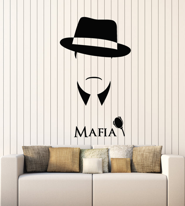 Vinyl Wall Decal Gangster Mafia Abstract Man Hat Tulip Stickers Mural (g2479)