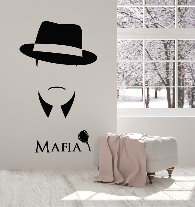 Vinyl Wall Decal Gangster Mafia Abstract Man Hat Tulip Stickers Mural (g2479)