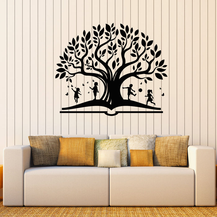 Book and Tree Vinyl Wall Decal Decor for Nursery Room Child Kids Book Shop Stickers Mural (k082)