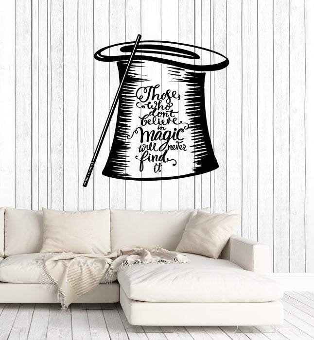 Vinyl Wall Decal Quote Phrase Magic Fantastic Hat Wand Stickers Mural (g3478)