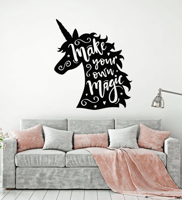 Vinyl Wall Decal Magic Quote Unicorn Fairytale Animal Stickers Mural (g4937)