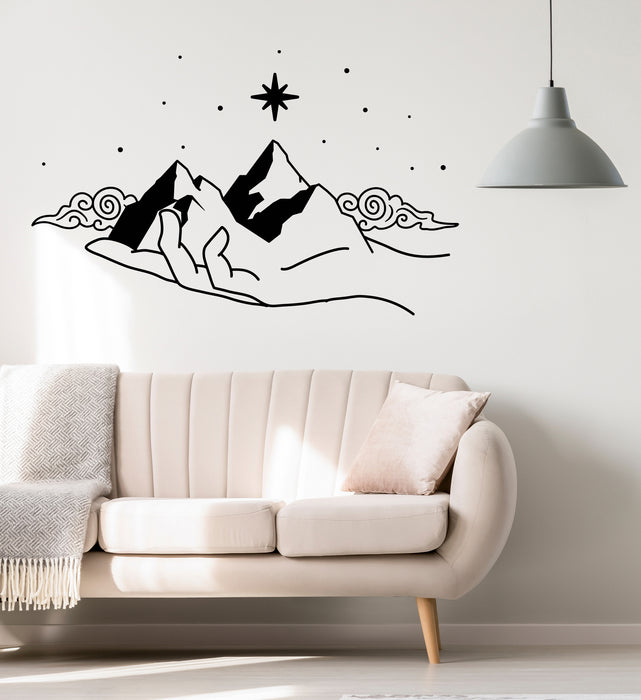 Magic Vinyl Wall Decal Mountains Hands Stars Stickers Mural (k060)