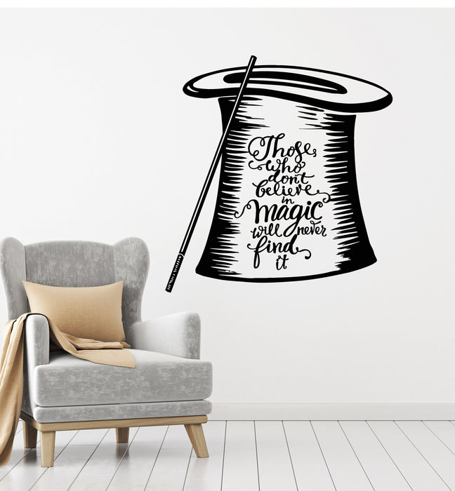 Vinyl Wall Decal Quote Phrase Magic Fantastic Hat Wand Stickers Mural (g3478)