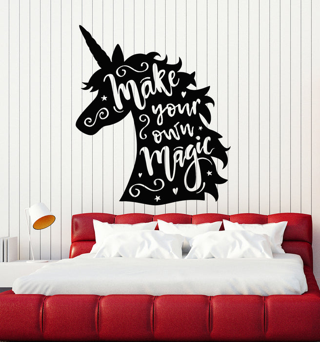 Vinyl Wall Decal Magic Quote Unicorn Fairytale Animal Stickers Mural (g4937)