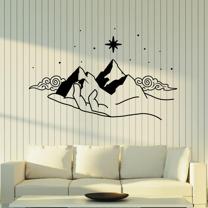 Magic Vinyl Wall Decal Mountains Hands Stars Stickers Mural (k060)