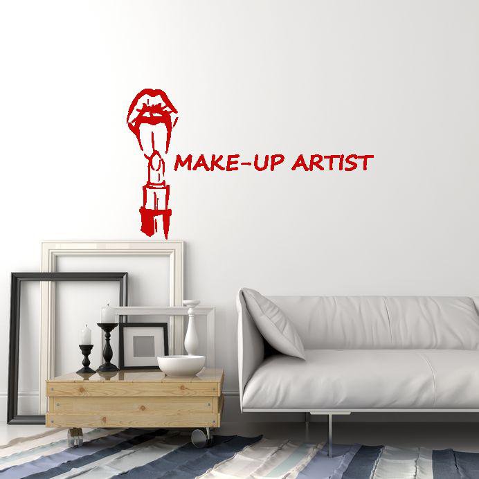 Vinyl Wall Decal Make Up Artist Beauty Salon Lips Lipstick Interior Idea Stickers Mural (ig5767)