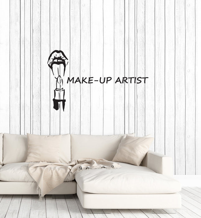 Vinyl Wall Decal Make Up Artist Beauty Salon Lips Lipstick Interior Idea Stickers Mural (ig5767)
