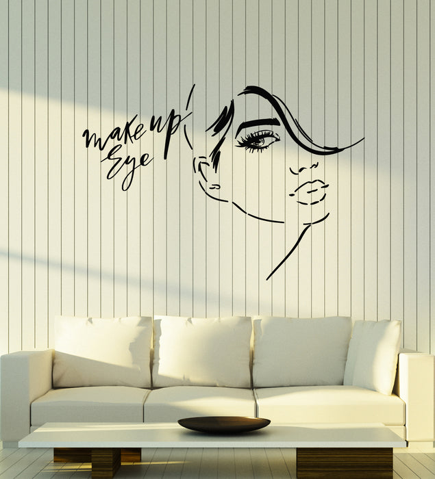 Vinyl Wall Decal Sexy Female Face Makeup Eye Lashes Fashion Beauty Salon Stickers Mural (g2293)