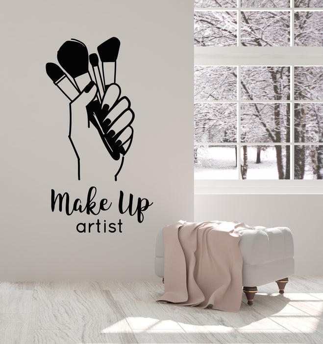 Vinyl Wall Decal Makeup Artist Visagiste Cosmetics Fashion Beauty Salon Stickers Mural (g539)