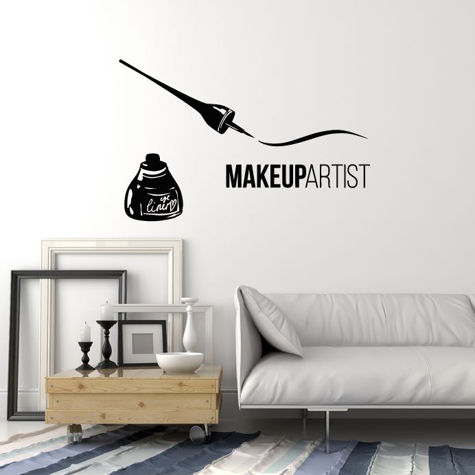 Vinyl Wall Decal Lettering EyeLiner Makeup Artist Woman Fashion Stickers Mural (g1648)