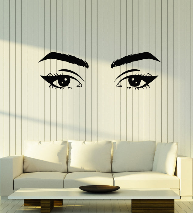 Vinyl Wall Decal Makeup Artist Eyebrow Lashes Beauty Eye Stickers Mural (g1364)