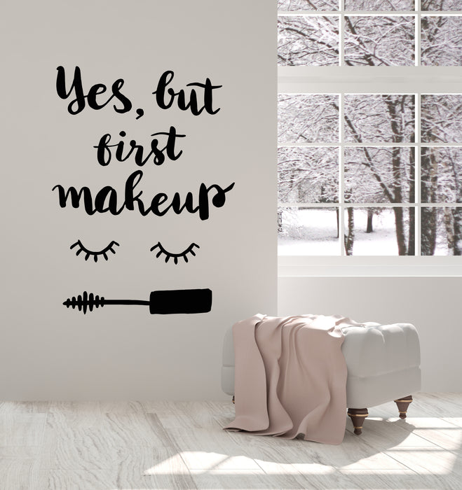 Vinyl Wall Decal Eyelash Makeup Cosmetics Mascara Beauty Salon Quote Stickers Mural (g955)