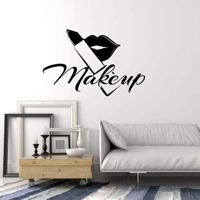 Vinyl Wall Decal Makeup Lips Lipstick Beauty Salon Shop Visagiste Stickers Mural (ig5643)