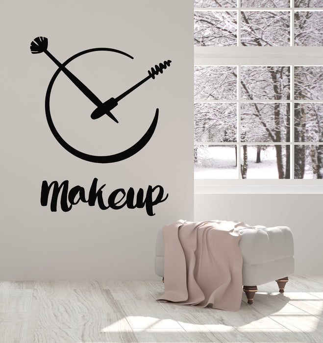 Vinyl Wall Decal Makeup Time Beauty Clock Face Cosmetics Stickers Mural (g584)