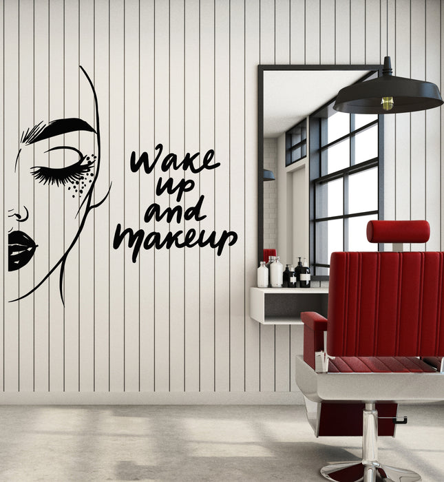 Vinyl Wall Decal Girl Face Wake Up Female Makeup Beauty Salon Stickers Mural (g4115)