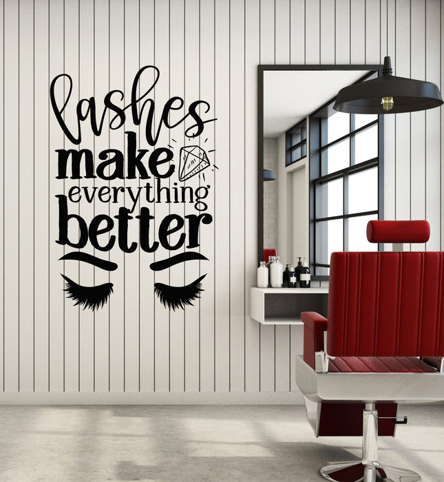 Vinyl Wall Decal Beautiful Eye Eyelashes Makeup Fashion Quote Stickers Mural (g4116)