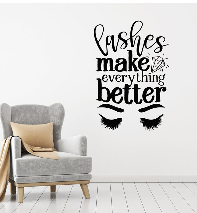 Vinyl Wall Decal Beautiful Eye Eyelashes Makeup Fashion Quote Stickers Mural (g4116)