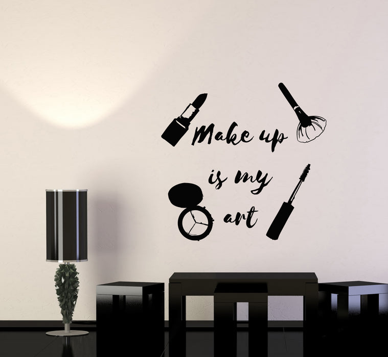 Vinyl Wall Decal Makeup In My Art Cosmetics Lipstick Mascara Stickers Mural (g4195)