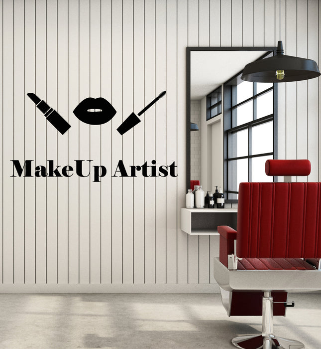 Vinyl Wall Decal Makeup Artist Abstract Face Cosmetics Beauty Stickers Mural (g6480)