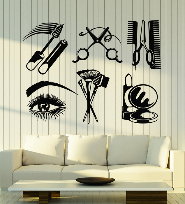 Vinyl Wall Decal Makeup Cosmetics Beauty  Hair Spa Salon Stickers Mural (g5205)