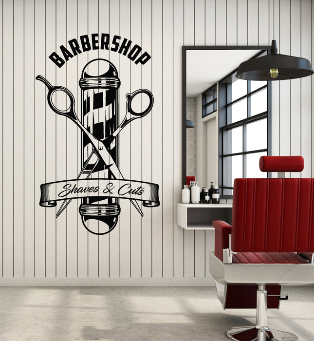 Vinyl Wall Decal Barbershop Icon Shaves Cuts Man's Hair Salon Stickers Mural (g7623)