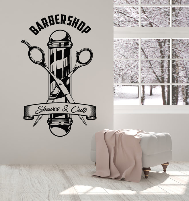 Vinyl Wall Decal Barbershop Icon Shaves Cuts Man's Hair Salon Stickers Mural (g7623)