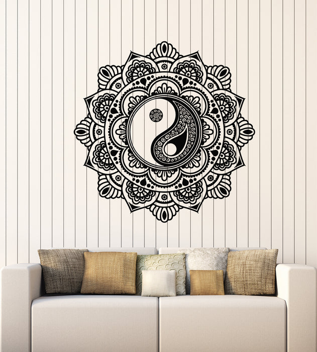 Vinyl Wall Decal Mandala Circle Floral Ornament Yin-Yang Zen Meditation Stickers Mural (g1451)