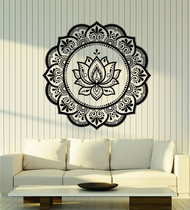 Vinyl Wall Decal Mandala Circle Flower Ornament Pattern Lotus Stickers Mural (g2662)