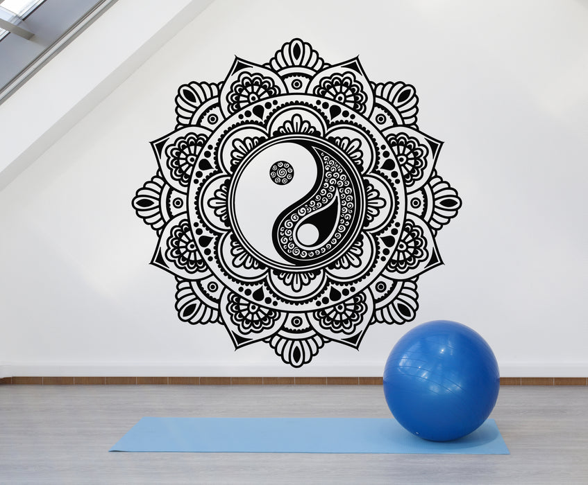 Vinyl Wall Decal Mandala Circle Floral Ornament Yin-Yang Zen Meditation Stickers Mural (g1451)
