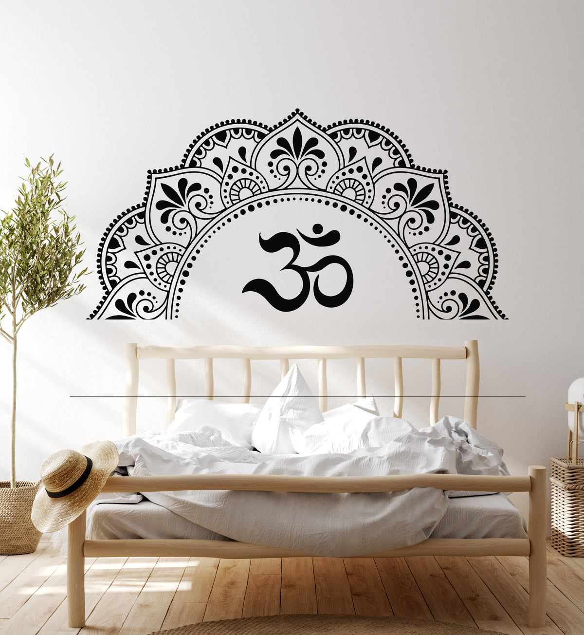 Vinyl Wall Decal Buddhism Mandala Mantra Yoga Studio Om Stickers Mural ...