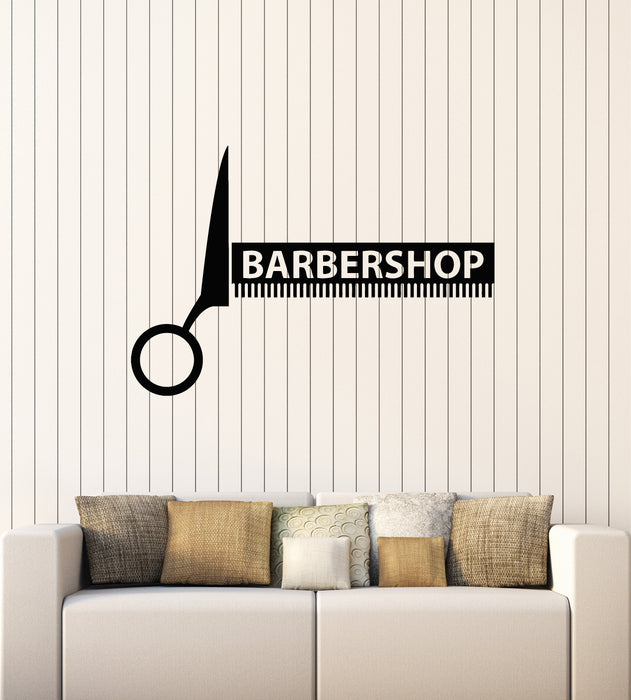 Vinyl Wall Decal Hair Salon Hairdresser Comb Barbershop Stickers Mural (g3932)