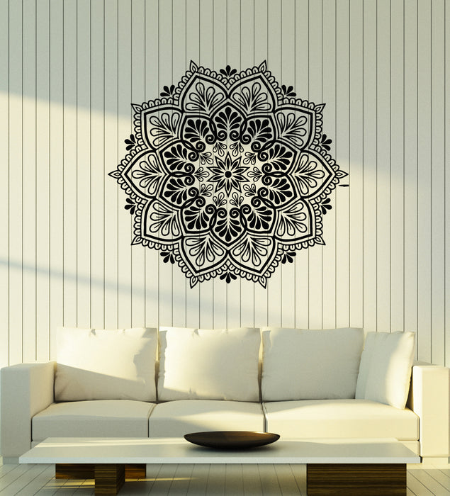 Vinyl Wall Decal Meditation Yoga Circle Mandala Flower Ornament Stickers Mural (g4251)