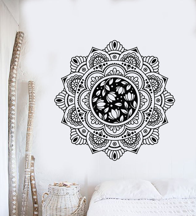 Vinyl Wall Decal Mandala Circle Floral Ornament Meditation Stickers Mural (g5304)
