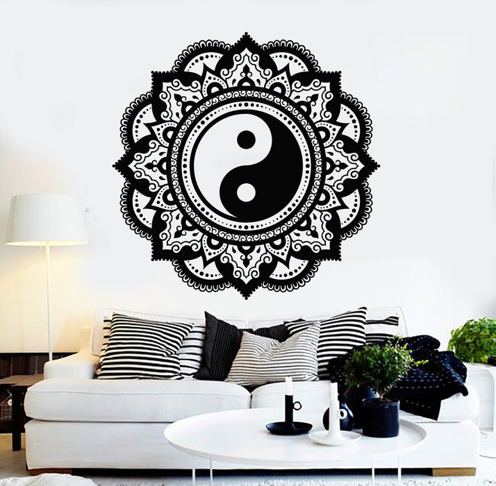 Vinyl Wall Decal Mandala Yoga Hinduism Zen Ornament Yin Yang Stickers Mural (g5381)