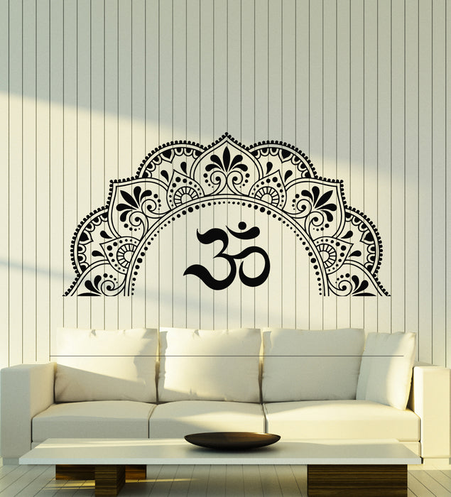 Vinyl Wall Decal Buddhism Mandala Mantra Yoga Studio Om Stickers Mural (g5421)