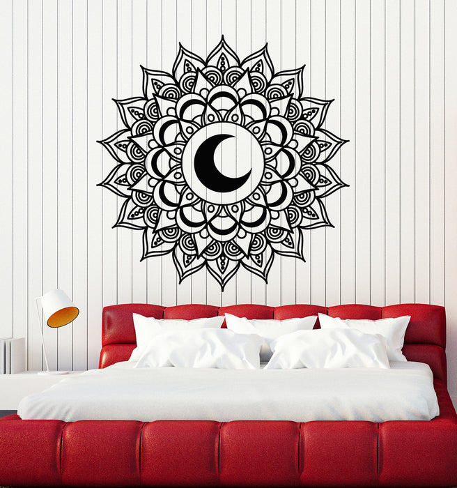 Vinyl Wall Decal Yoga Crescent Moon Bedroom Mandala Balance Stickers Mural (g5765)