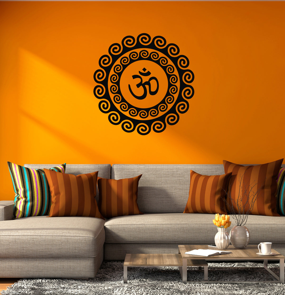 Vinyl Wall Decal Indian Symbols Mandala Om Mantra Decor Stickers Mural ...