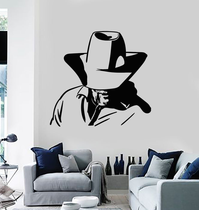 Vinyl Wall Decal Man Cave Decor Hat Agent Men's Style Stickers Mural (g4153)
